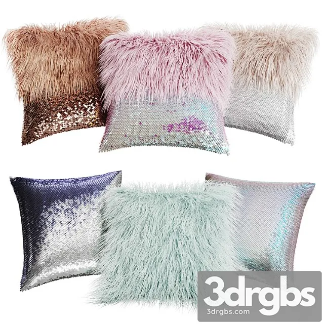 A set of decorative with fur and sequins 3D Model Free