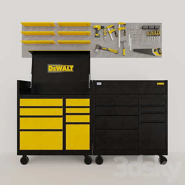 A set of DeWalt instruments on the punch panels 3D Model