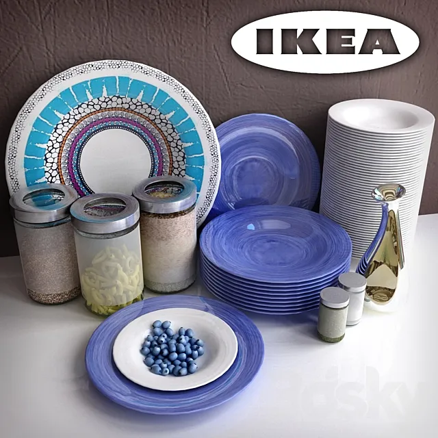 A set of dishes and jars of loose spices for IKEA 3DModel
