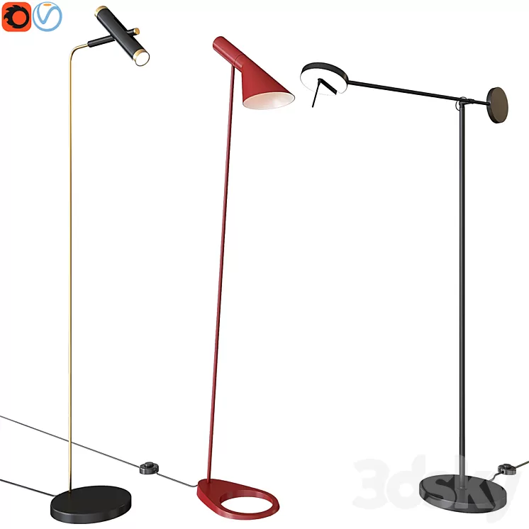 A set of floor lamps. Favorite. Louis Poulsen GROK 3D Model