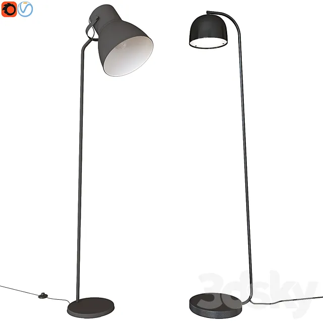 A set of floor lamps. IKEA HEKTAR  Grant Floor Lamp EU Black 3DModel