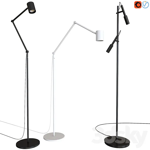 A set of floor lamps. IKEA NYMÅNE. PANZERI TUBINO 3DModel