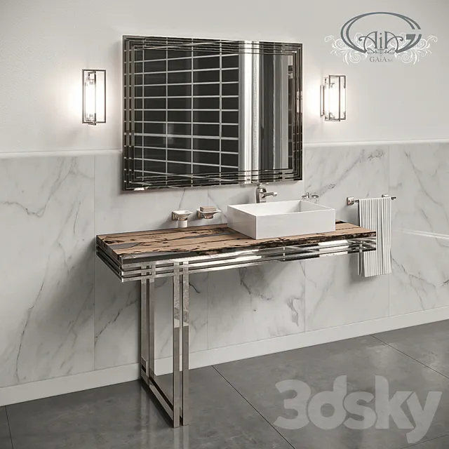 A set of furniture and sanitary ware for the bathroom Gaia Mobili # 3 3D Model
