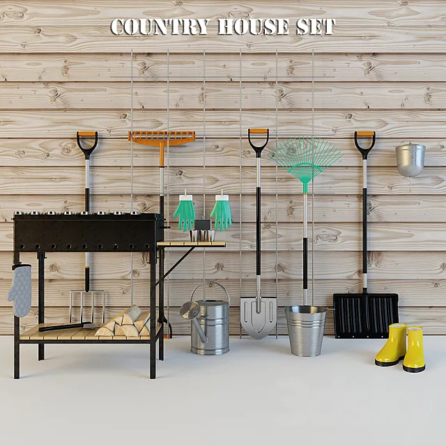 A set of garden tools 3D Model