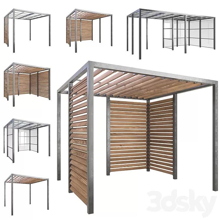 A set of gazebos (pergolas) from Nola Industrier 3D Model