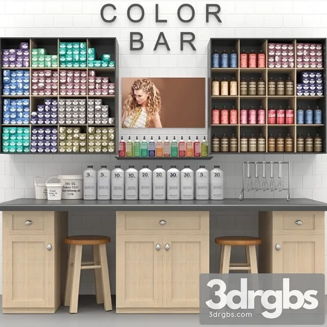 A set of hair dyes in a beauty salon. collection 3D Model Free