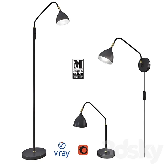 A set of lamps from the company MARKSLÖJD Sweden model VALENCIA. 3D Model