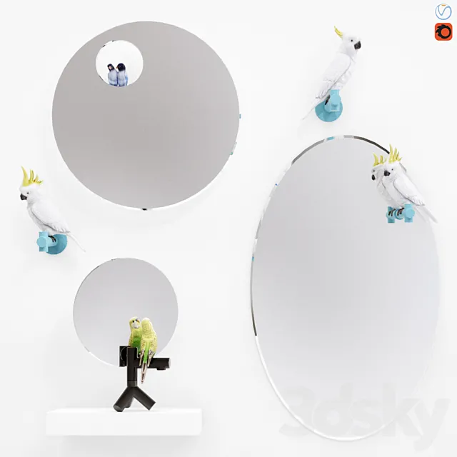 A set of mirrors "The Parrot Party" 3DModel