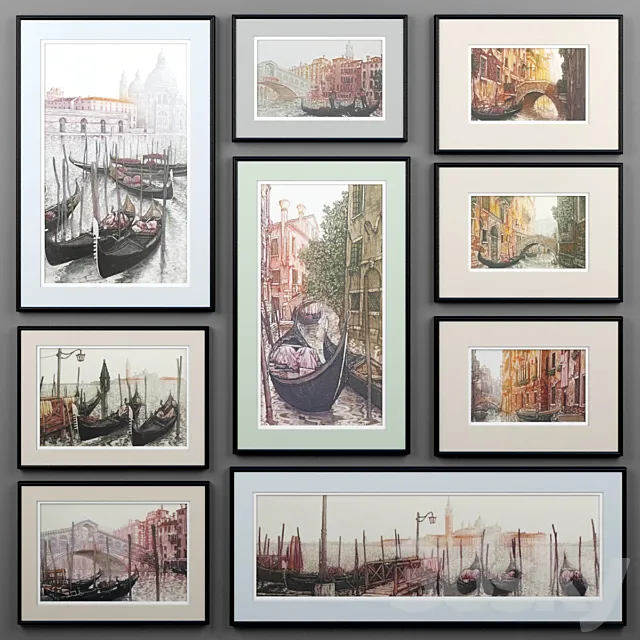 A set of paintings depicting Venice from Ugo Baracco Free Download