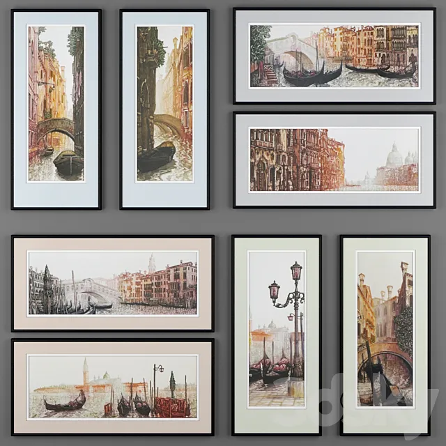 A set of paintings depicting Venice from Ugo Baracco 3DModel