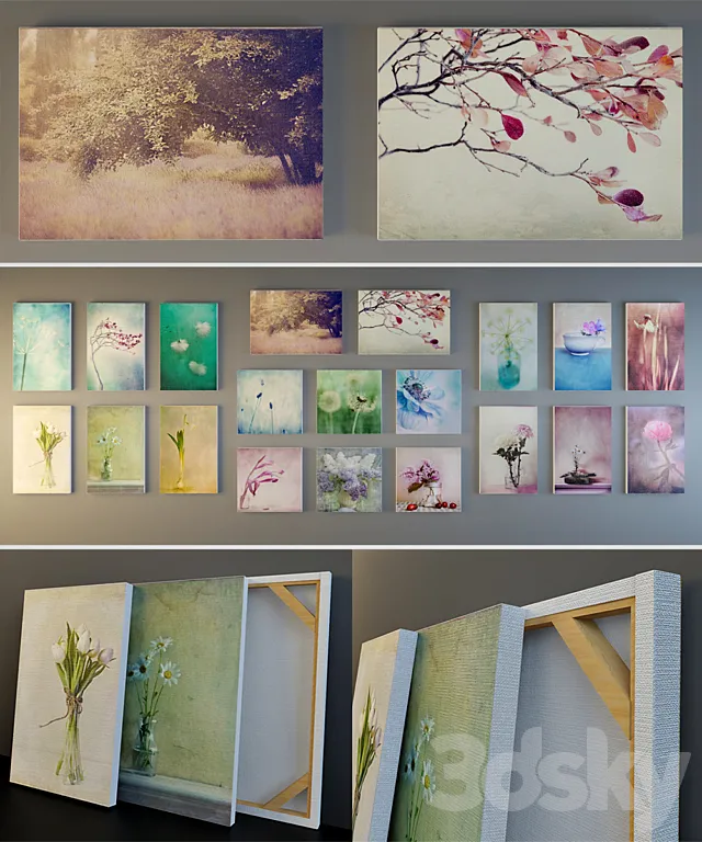 A set of paintings "Flowers" 3DModel