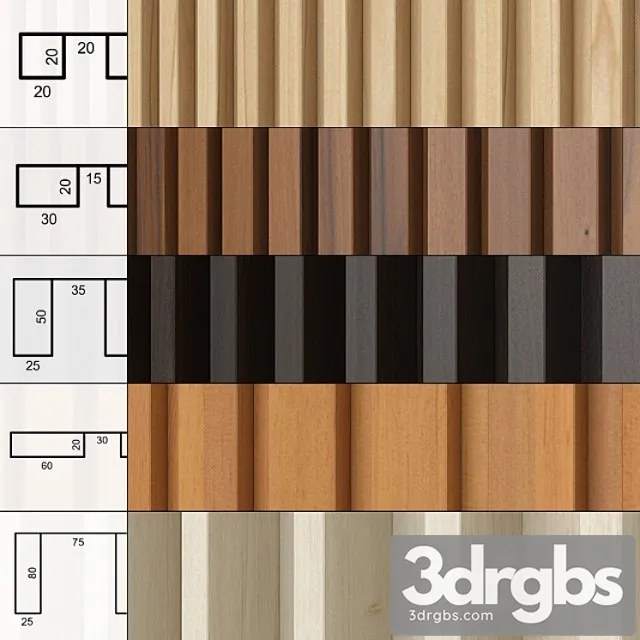 A set of panels with slats. 3D Model Free