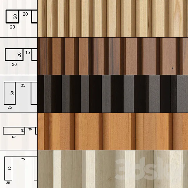 A set of panels with slats. 3DModel