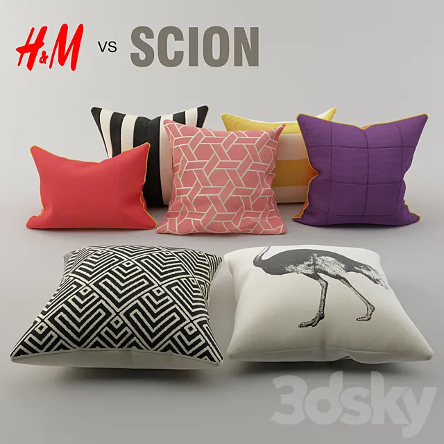 A set of pillows from H & M and Scion 3DModel