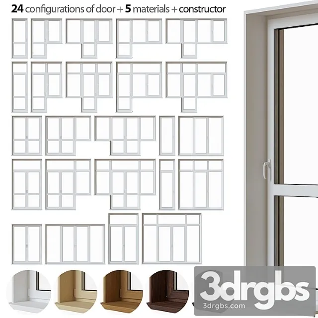 A Set Of Plastic Balcony Doors 3D Model Free