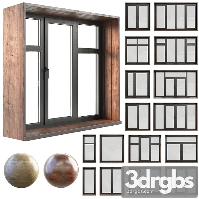 A Set Of Plastic Windows With Wooden Trim Free Download
