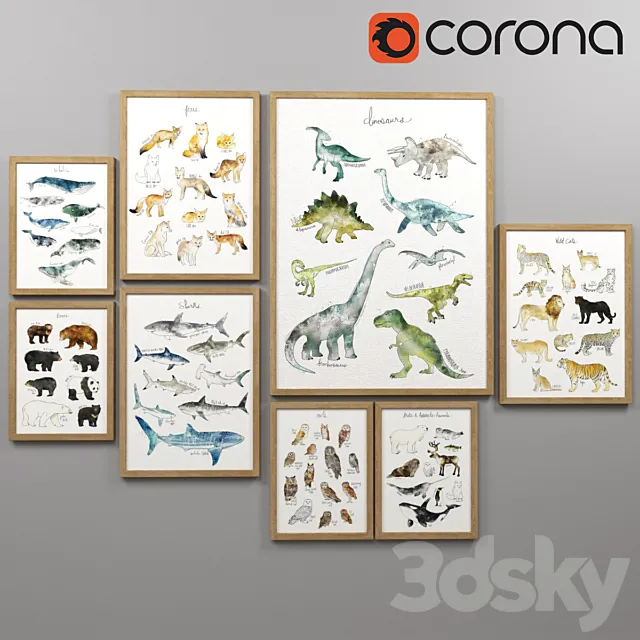 A set of posters for the nursery 3D Model