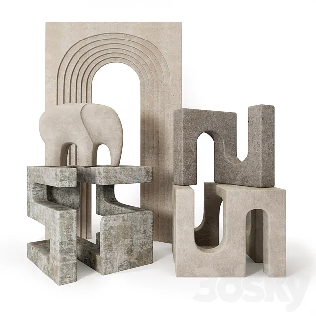 A set of sculptural decor in the architectural style. 3D Model