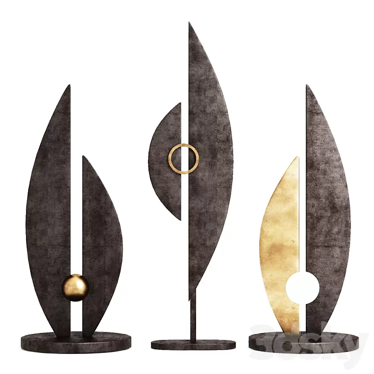 A set of three garden sculptures. 3D Model