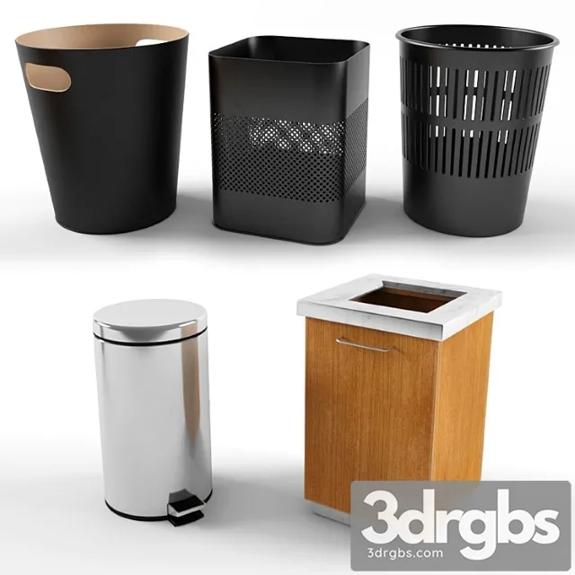 A set of trash bins in the office. 3D Model Free