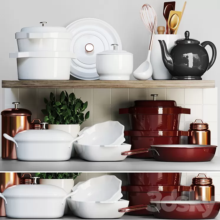 A set of utensils for the kitchen 4 3D Model Free