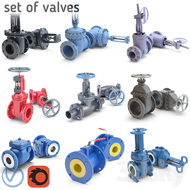 A set of valves 3DModel
