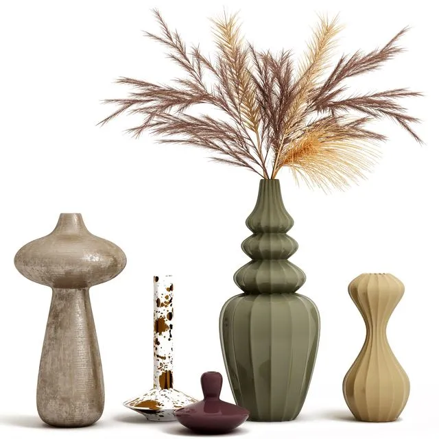 A set of vases with decor 3D Model