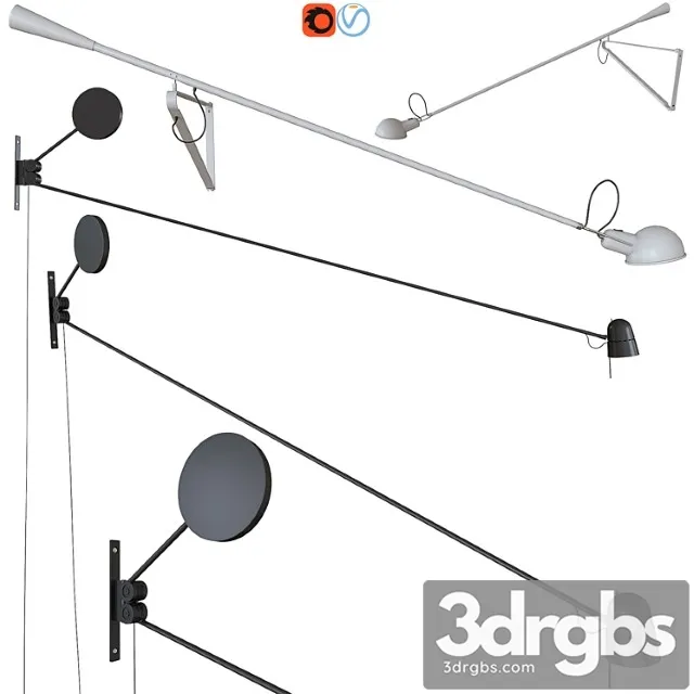 A Set Of Wall Lights Luceplan Counterbalance Flos 265 3D Model Free