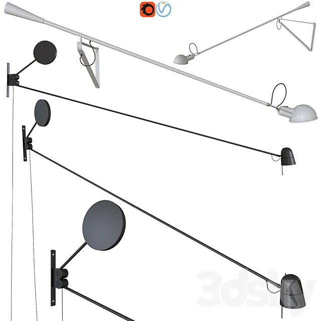 A set of wall lights. LUCEPLAN COUNTERBALANCE. Flos 265 3D Model