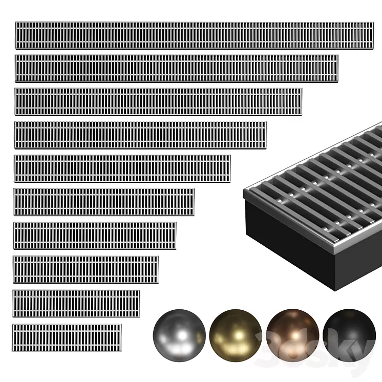 A set of water floor convectors. 600-2000mm. 4 colors
