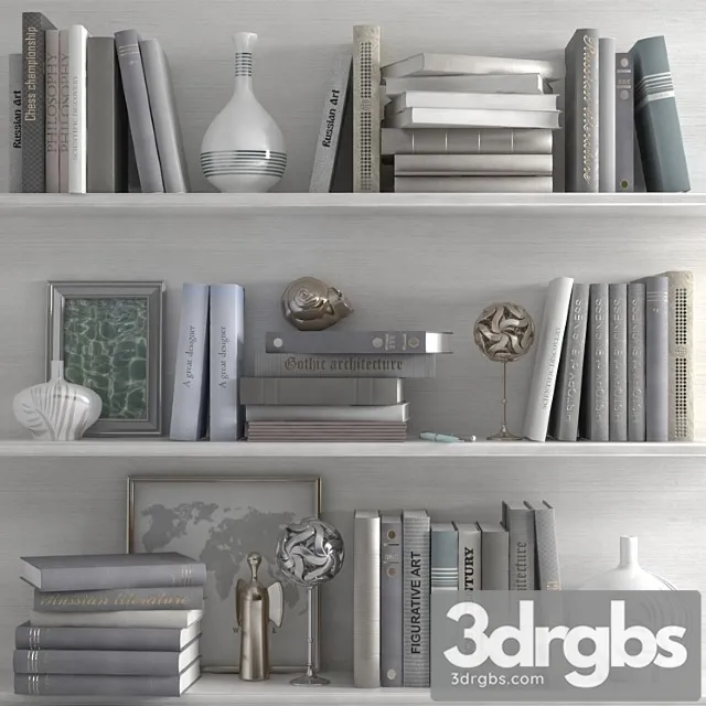 A set of with a decor in bright tones on the shelves 3D Model Free