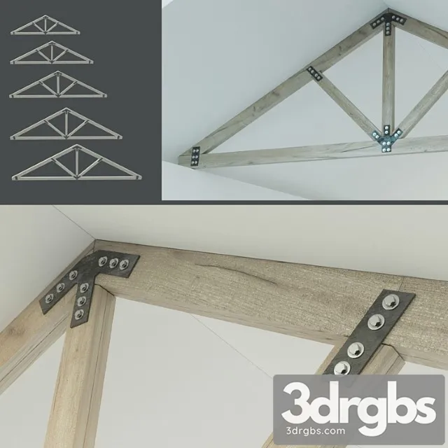 A set of wooden trusses. 6m 8m 10m 12m 14m 3D Model Free
