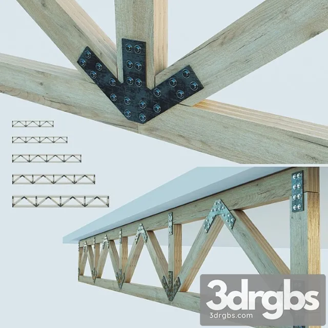 A Set Of Wooden Trusses With Parallel Belts 6m 8m 10m 12m 14m 3D Model Free