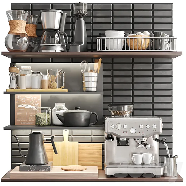 A trifle for a kitchen with a coffee machine 3D Model