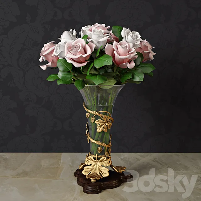 A vase with a bouquet 3D Model