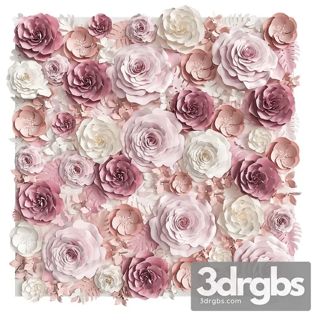 A Wall Of Paper Flowers Photo Background 3D Model Free