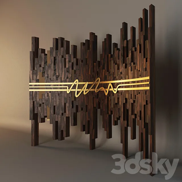 A wooden sculpture of the "Music" 3D Model