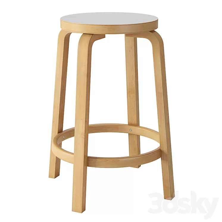 Aalto USA Artek Alvar Aalto Counter Stool 64 3D Model Free