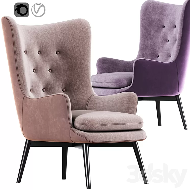 Aarmo Wing Chair Armchair 02 3D Model