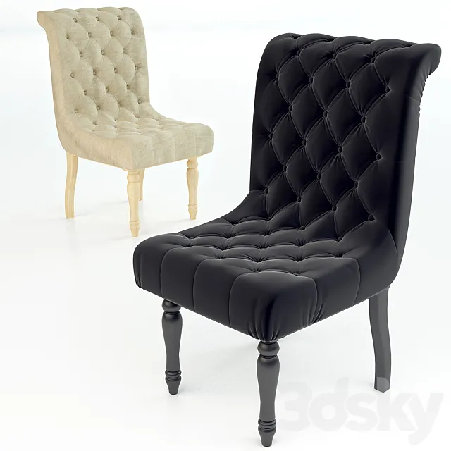 Aberdeen Tufted Black Velvet Dining Chair 3D Model