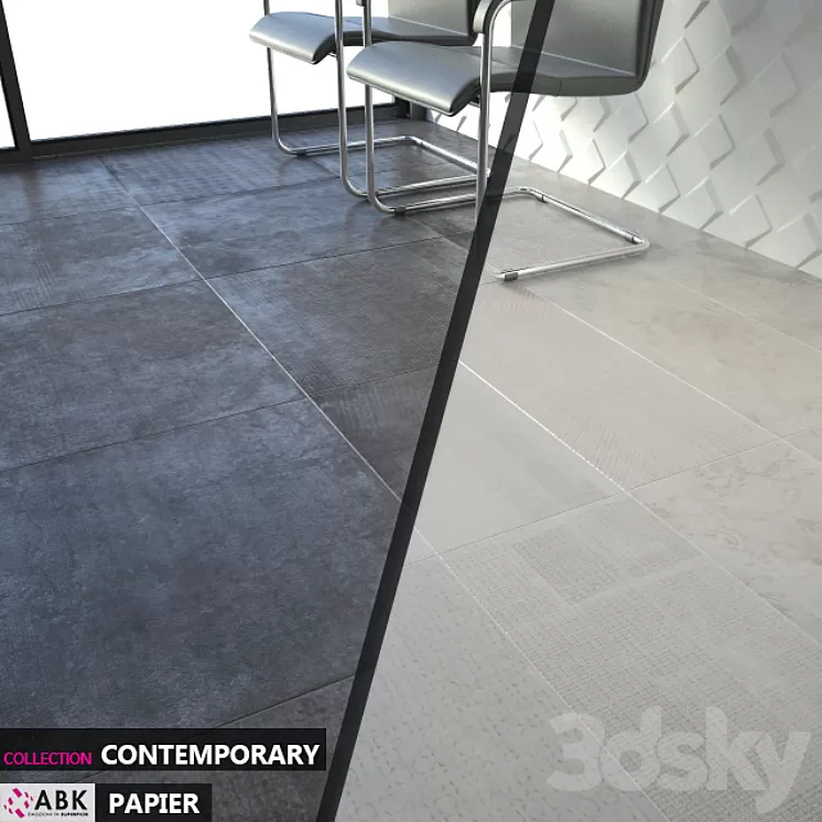 ABK COLLECTION CONTEMPORARY PAPIER ANTRACITE GRIGIO Set 01 3D Model