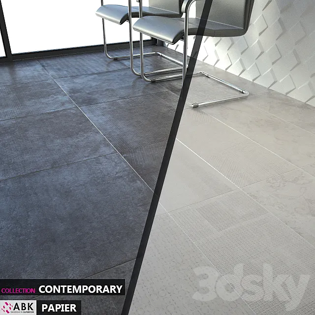 ABK COLLECTION CONTEMPORARY PAPIER ANTRACITE GRIGIO Set 01 3DModel