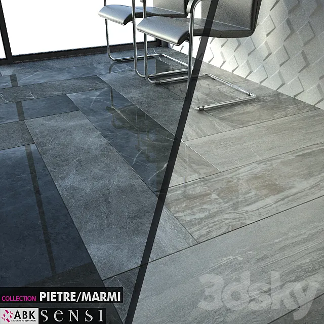 ABK COLLECTION PIETRE MARMI SENSI ARABESQUE SILVER PIETRA GREY Set 02 3DModel