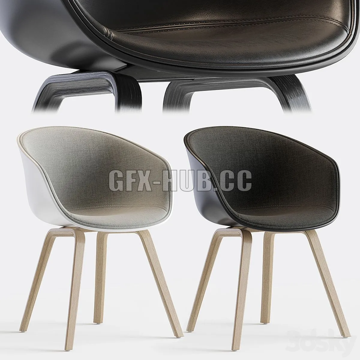 About a Chair AAC 22 Front Upholstered Hay 3D Model