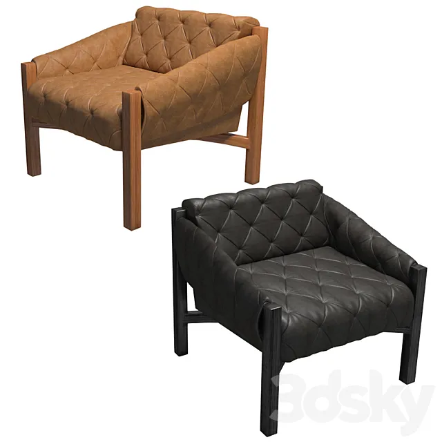 Abruzzo leather tufted chair 3D Model