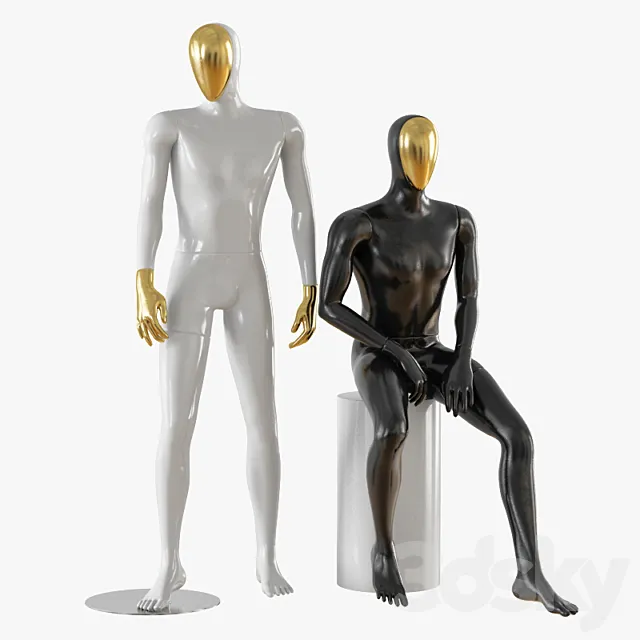 Abstract male mannequin gold face 23 3DModel