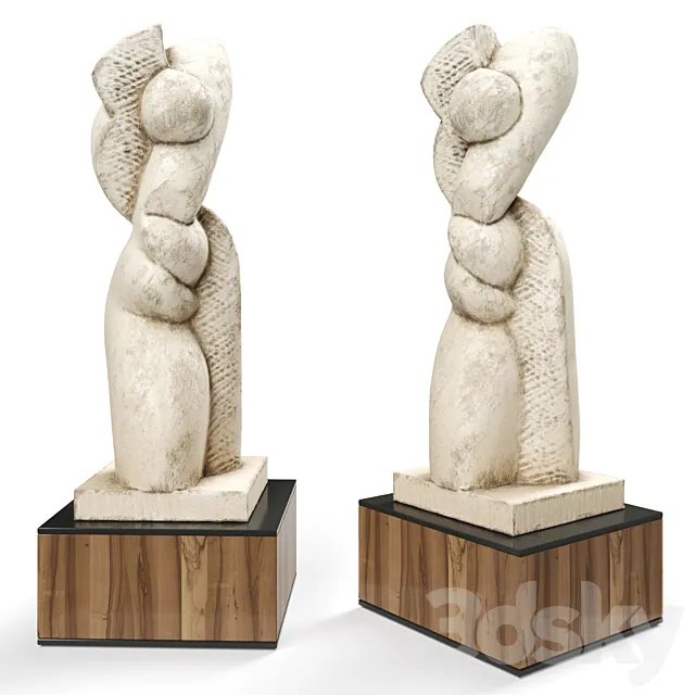 Abstract modern sculpture plaster 3D Model
