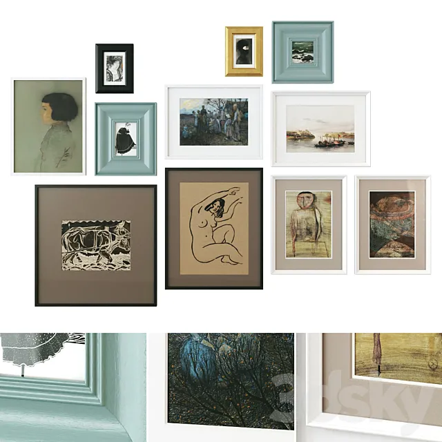 Abstract painting gallery wall 3D Model