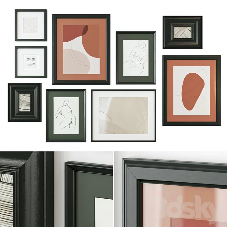 Abstract painting gallery wall 3D Model