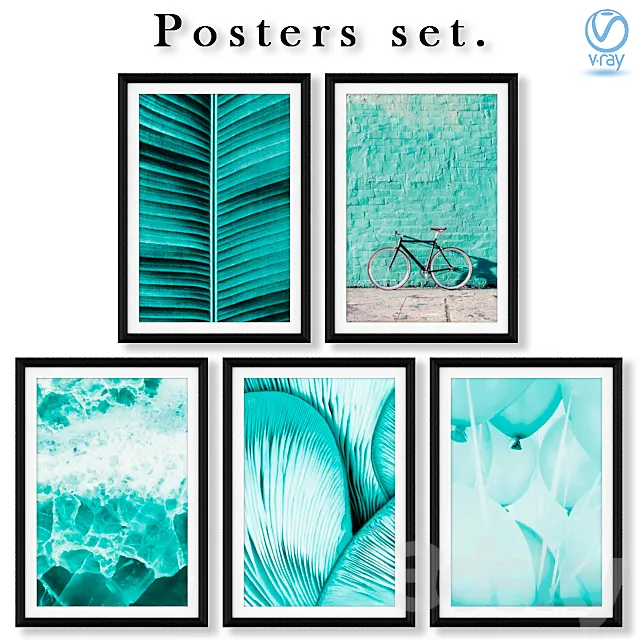 Abstract posters in mint colors. Free Download